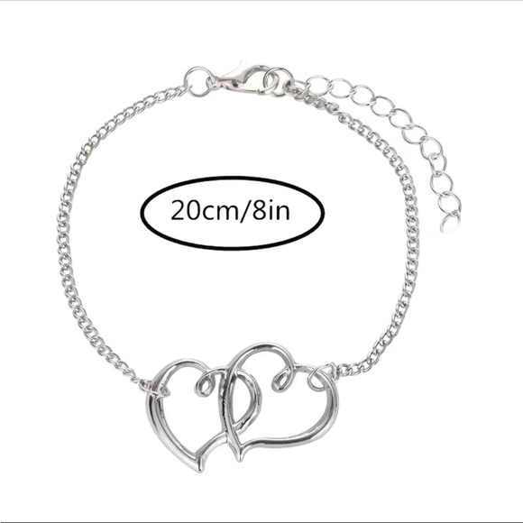 Silver Intertwined Double Heart Anklet - Picture 5 of 5